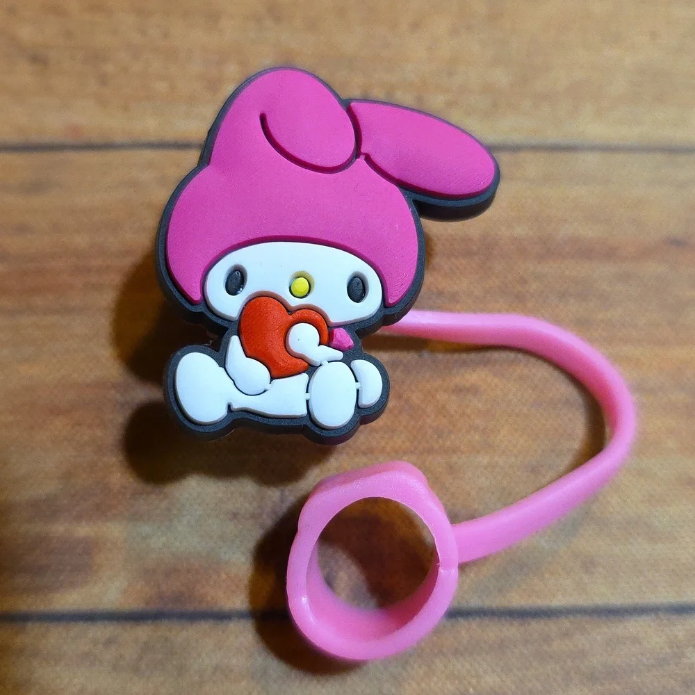 Bunny Melody With Heart Silicone 10mm/0.4 in Straw Topper Accessory